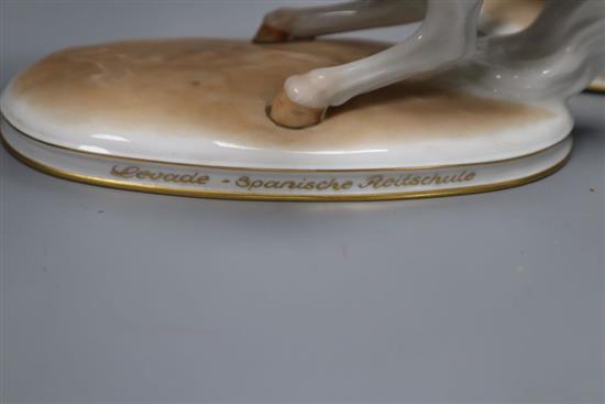 A pair of Augarten porcelain Spanish Riding School equestrian groups